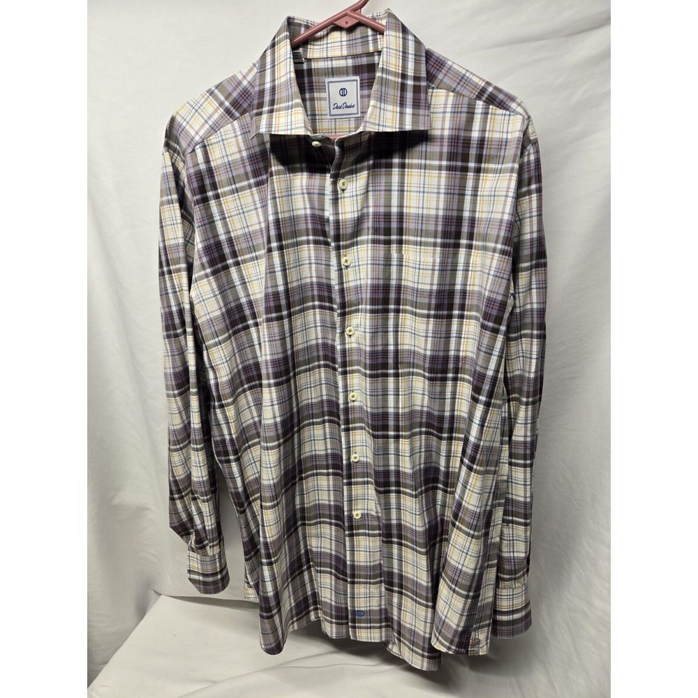 David Donahue Plaid Multicolor Long Sleeve Button Front‎ Shirt Men's Size XL